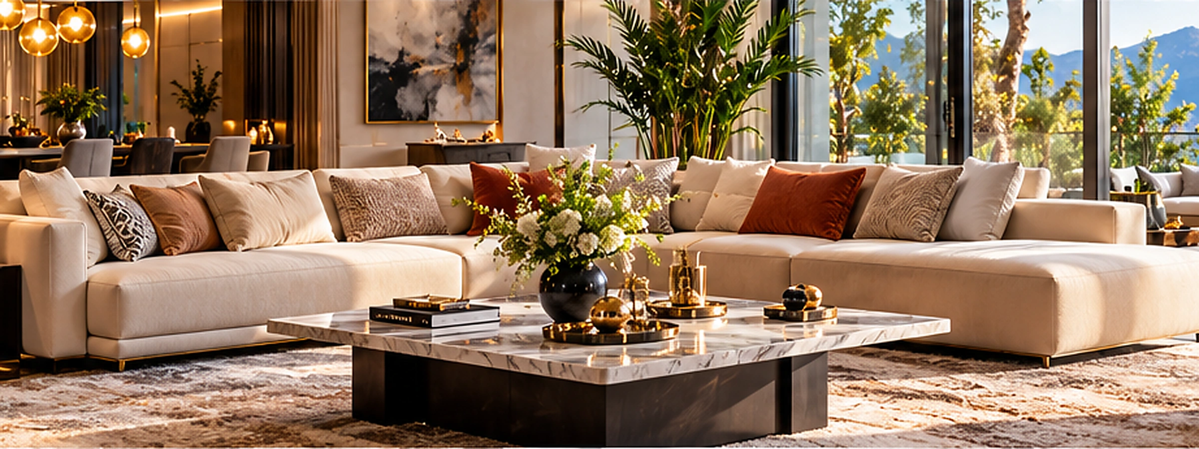 Modern lüks salon ve özel tasarım mobilya yaşam alanı